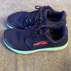 Altra Athletic Shoes in Navy and Aqua with Red Accents